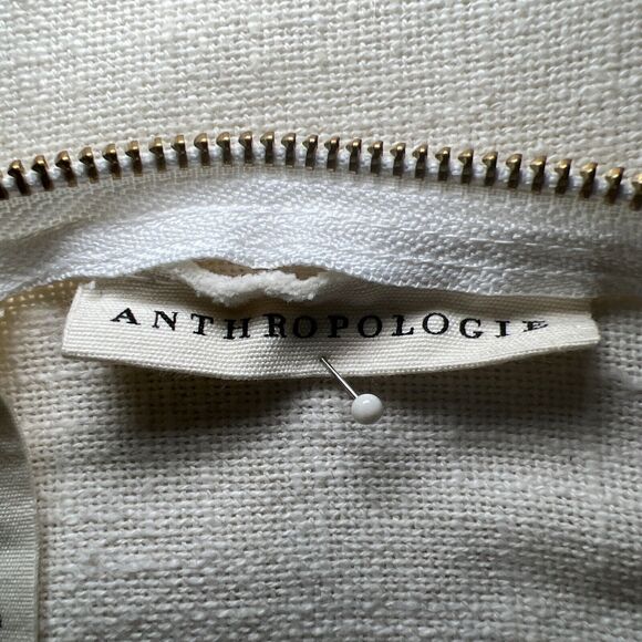 Anthropologie Textured Throw Pillow Cover 14”X20” Green Gold Ivory Boho Fringe - Picture 7 of 9